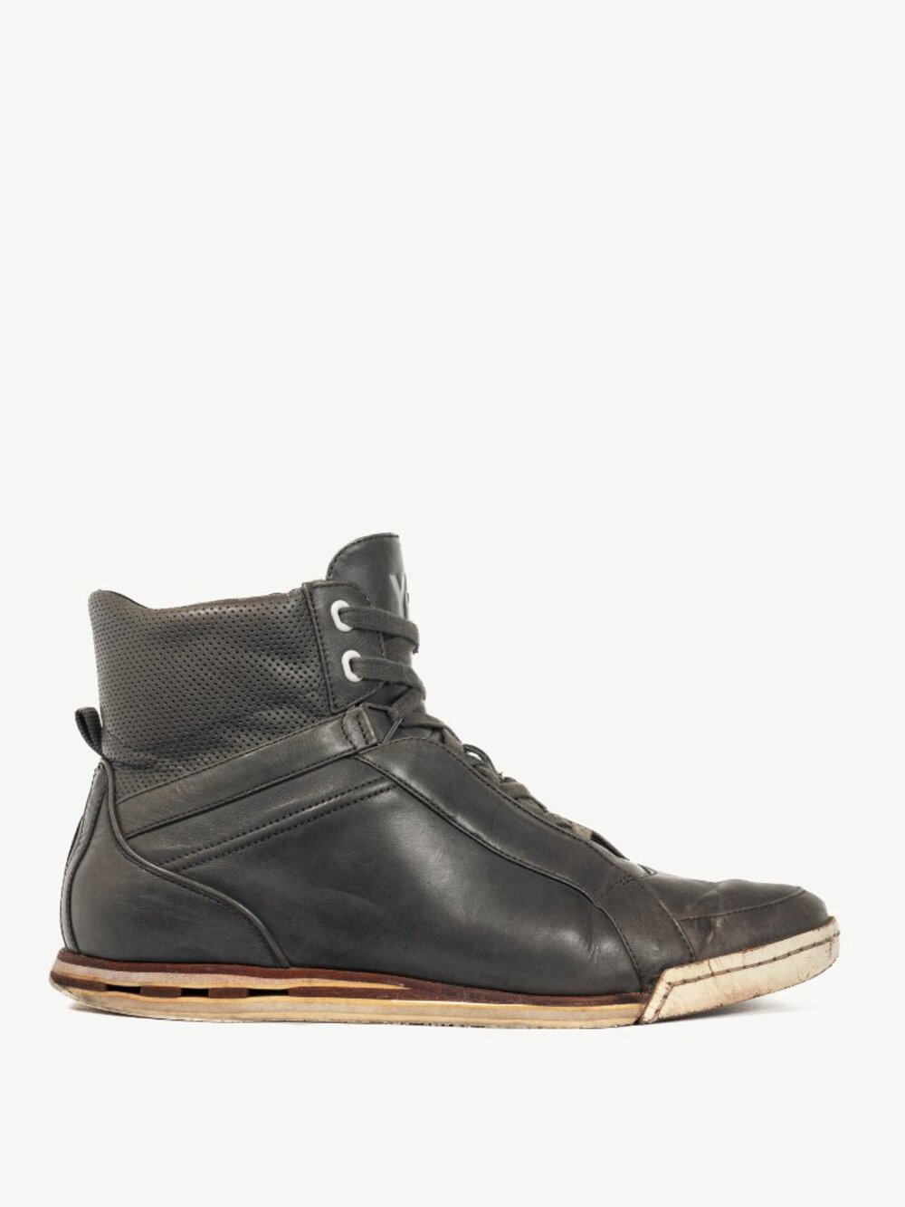 Y-3 Hemla "Vintage Black" Leather High-Top Lace-Up Sneakers